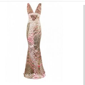 Roberto Cavalli Silk Snake Print Gown